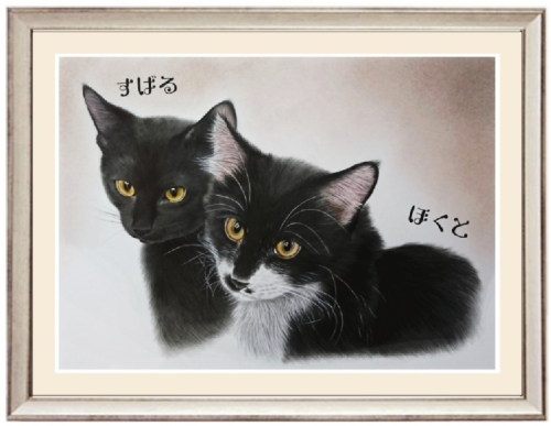 猫の絵、リアルにお描きいたします。ミックス猫の絵、保護猫
